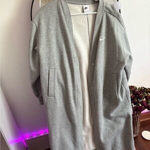 Nike Light Gray Fleece Long Cardigan
